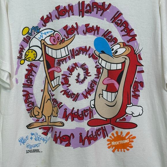 Vintage 1992 MTV Chnages Size Large Ren and Stimpy T-Shirt Single Stitch US Made - Picture 2 of 7